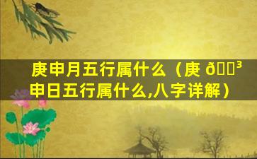 庚申月五行属什么（庚 🌳 申日五行属什么,八字详解）
